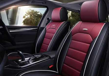 Leather Seat Cover (Maroon & Black)