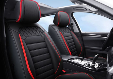 Leather Seat Cover (Bright Red & Black)
